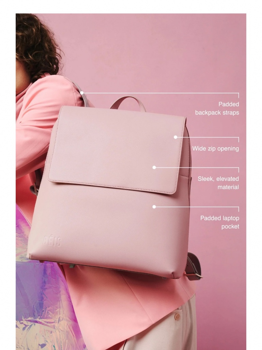 Nwot Beis Wicked Backpack In Wicked Pink View 4